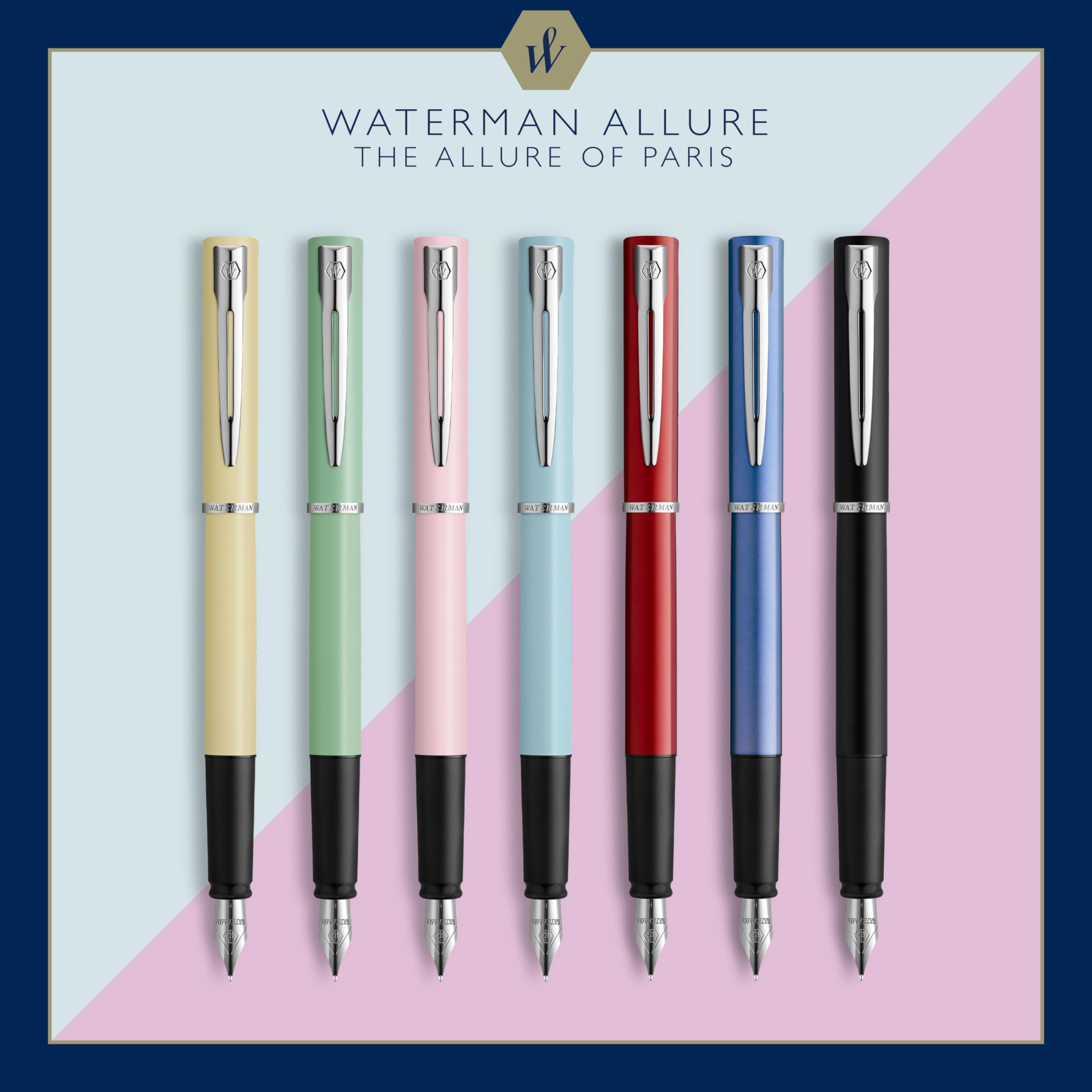 Amazon | Waterman® Allure 万年筆 細字 0.5mm ブラックバレル ブルー